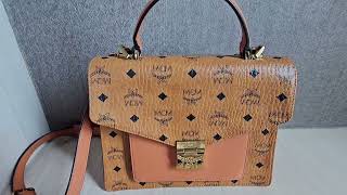 MCM Patricia Visetos Medium Satchel Brown Top Handle Long Strap Bag For Sale Indonesia Tokopedia [upl. by Ah]