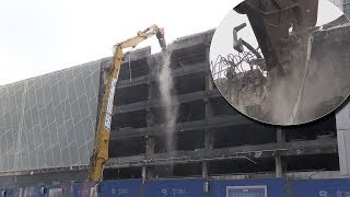 Work begins to demolish the Echo arena car park in Liverpool [upl. by Rases]