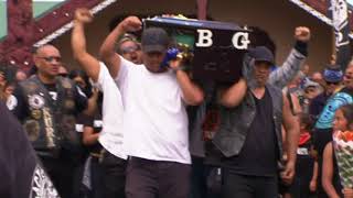 Black Power members perform powerful haka as gang lords coffin carried from marae [upl. by Auqenes]