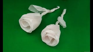 Origami rose using tissue paper  napkin rose instructions [upl. by Reprah316]