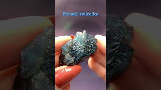 Etched indicolite tourmaline 🇧🇷 tourmaline indicolite blueminerals mineralcollection [upl. by Acinad]