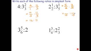 Simplifying Ratios Involving Mixed Numbers [upl. by Herv65]