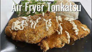 easy homemade AIR FRYER TONKATSU  japanese fried pork cutlet [upl. by Alket]