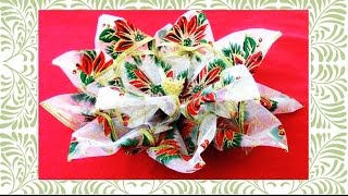 Flores de Navidad Christmas flowers kanzashi in ribbons [upl. by Nol551]