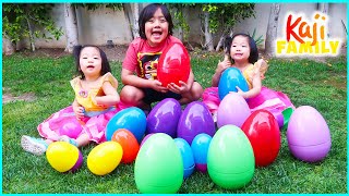 Giant Easter eggs Hunt in the backyard with Ryan Emma and Kate [upl. by Sabu909]