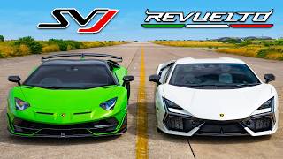 Lambo Revuelto v Aventador SVJ DRAG RACE [upl. by Ollecram740]