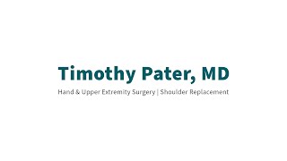 Meet Dr Pater Hand amp Upper Extremity Surgery [upl. by Eggleston537]