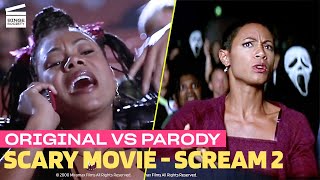 Scream 2 vs Scary Movie The Movie Theatre Scene  Original vs Remake [upl. by Ayojal]