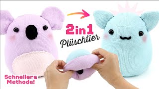 2in1 Plüschtier aus SOCKEN Stofftier einfach nähen Spielzeug selber machen Geschenkidee Basteln [upl. by Thomsen]