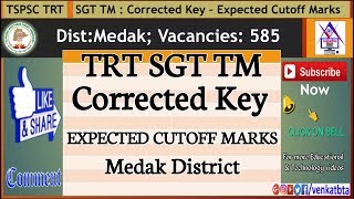 TSPSC TRT Corrected key SGT TM Expected cutoff marks for Medak district [upl. by Yenffad]