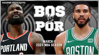 Boston Celtics vs Portland Trail Blazers Full Game Highlights  Mar 11  2024 NBA Season [upl. by Pizor]