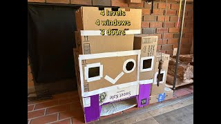 BEST Cardboard Cat House DYI [upl. by Minnie]