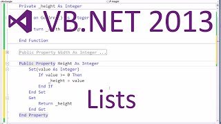 VBNET 2013  Lists [upl. by Ynnavoj965]