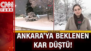 Ankaraya beklenen kar düştü Başkent beyaza büründü [upl. by Elinnet535]