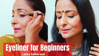 Easy Eyeliner Tutorial for Beginners  Lataa Saberwal  How to Apply Liquid Eyeliner for Beginners [upl. by Eimiaj]