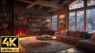 Cozy Café Jazz ☕️✨ Snowfall amp Crackling Fireplace ❄️ 🔥 for Study amp Relaxation [upl. by Norahs]