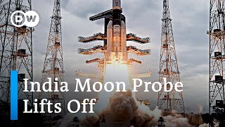 India moon probe Chandrayaan 2 launches into space  DW News [upl. by Hiram]