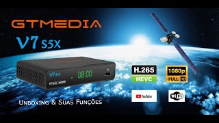 GTMEDIA V7 S5X  Unboxing e Review com Youtube H265 WIFI e Newcam  Ccam  Mgcam ACMVCMCCM [upl. by Ahsats]