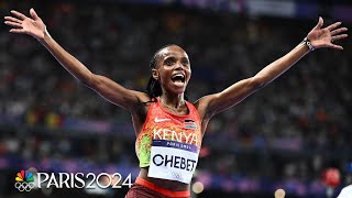 Beatrice Chebet adds a SECOND gold medal in Paris with 10000m victory  Paris Olympics  NBC Sports [upl. by Luben]