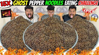 15X GHOST PEPPER NOODLES EATING CHALLENGE😱 WORLD’S SPICIEST BLACK NOODLES COMPETITION🔥Ep736 [upl. by Odracir]