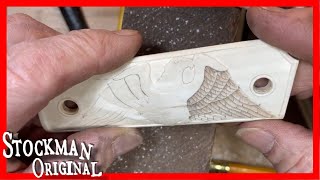 Carving Eagles on Ivory 1911 Grips The feathering process [upl. by Swarts]