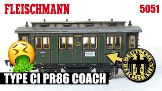 DIRTY Fleischmann Deutsche Reichsbahn 4wheel Coach  Model Railway Review  HO Scale 5051 [upl. by Filmer985]