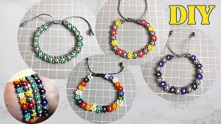 Jak Zrobić Bransoletkę Kwiatki z Koralików  DIY Tutorial  Flowers Bracelet [upl. by Lleumas57]