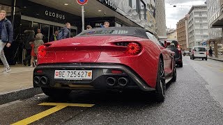 LOUD Aston Martin Vanquish Zagato START UP and Driving in Geneva [upl. by Abad448]