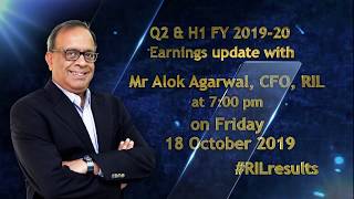 Coming up RIL CFO Mr Alok Agarwals commentary on RILresults Q2 FY1920 on 18 October 2019 [upl. by Romine]