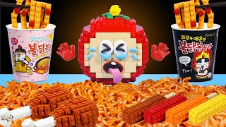 SPICY Challenge LEGO 1st Korean Noodle Contest Eating Sounds  ASMR Lego Video [upl. by Edualc1]