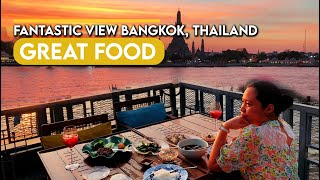 Supanniga Eating Room Tha Tien Restaurant with a View Font of Wat Arun Bangkok Thailand [upl. by Aicittel]