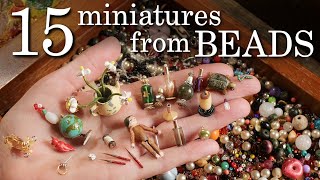 What Can We Make From Bags Of Vintage Beads 15 Miniature Crafts [upl. by Remark982]