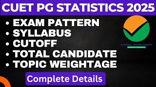 CUET PG STATISTICS 2025 Exam Pattern  Syllabus  Cutoff  Seats  Topic Weightage  MSc Statistics [upl. by Pantheas702]