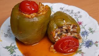 Dolma Biber Tarifi Dolma İçi Nasıl Hazırlanır  Peppers stuffed with minced meat and rice [upl. by Blossom647]