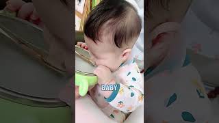 6monthold babys reaction to his first complementary feeding china baby shorts funny [upl. by Meuser502]