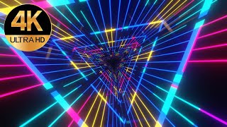 10 Hour 4k TV VJ Loop Tringle Relaxing Neon tunnel Live wallpaper No sound Abstract art Video [upl. by Rodenhouse]