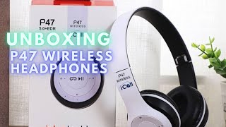 P47 wireless headphones review🔥🔥 unboxing beats headphones  Wireless Blutooth Headset Unboxing [upl. by Asillim916]