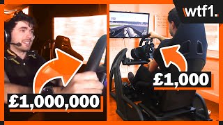 £1000 vs £100000 vs £1000000 Racing Simulators [upl. by Nnylidnarb]