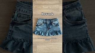 Remake skinny jeans into Y2K ruffle miniskirt tutorial remake upcycledclothing rework sewing [upl. by Saxen]