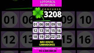 🍀 LOTOFÁCIL HOJE 30092024 CONCURSO 3208 [upl. by Byron950]