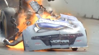 NHRA Funny Car driver Jack Beckman Walks away from HUGE engine explosion [upl. by Baggott747]