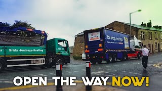 UNBELIEVABLE UK LORRY DRIVERS  Maneuver fail Truck stuck in narrow street Hit the bridge 6 [upl. by Gabbi]