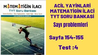 ACİL YAYINLARI MATEMATİĞİN İLACI TYT SORU BANKASI Sayı problemleri test4 [upl. by Arihsak]