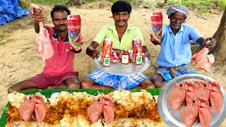 Kingfisher beerMutton Liver Fry Recipe drinking and Eating ASMR goat liver cooking old man [upl. by Vadnee]