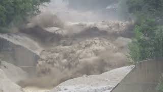 Violent Debris Flow Crashes Down Swiss Alps After Heavy Rainfall [upl. by Nylak357]