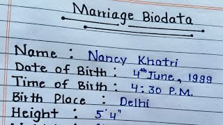 Marriage Biodata Biodata for marriage in English girlnextdoor99 [upl. by Tirb]