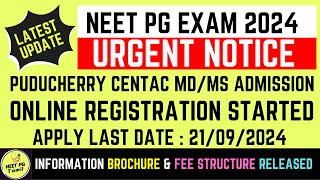 Breaking NEET PG 2024 PUDUCHERRY CENTAC REGISTRATION STARTED mcc2024 neetpgtamil centac nbems [upl. by Alyk295]