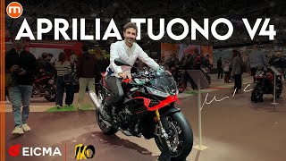 Aprilia Tuono V4 e V4 Factory 2025  Tutte le novità nel video live da EICMA 2024 [upl. by Ettennod]