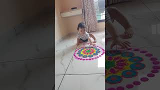 😃Noors Playful Rangoli Smash😂😍 colors shorts rangoli diwali cute viral funny [upl. by Sneve673]