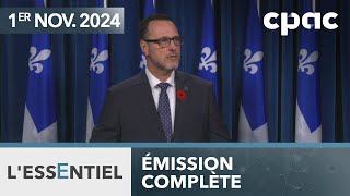 LEssentiel  Le moratoire en immigration au Québec crée des remous – 1er novembre 2024 [upl. by Publea505]